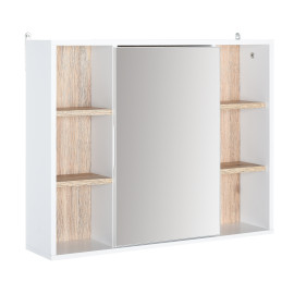 Armoire murale miroir étagères CORBY blanche