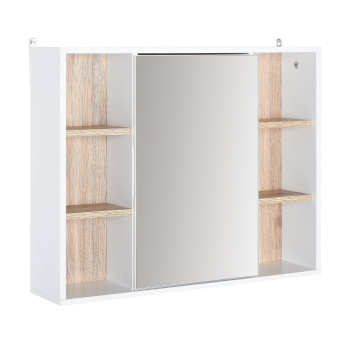 Armoire murale miroir étagères CORBY blanche