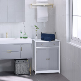 Meuble bas salle de bain LENNIE blanc et gris