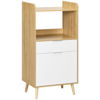 Meuble bas de cuisine TONIO aspect chêne clair et blanc