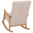 Fauteuil à bascule HWC-K10, fauteuil relax, bois MVG tissu/textile chenille (465g/m²) ~ crème, piètement naturel