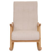 Fauteuil à bascule HWC-K10, fauteuil relax, bois MVG tissu/textile chenille (465g/m²) ~ crème, piètement naturel