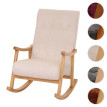 Fauteuil à bascule HWC-K10, fauteuil relax, bois MVG tissu/textile chenille (465g/m²) ~ crème, piètement naturel