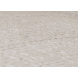 Fauteuil à bascule HWC-K10, relax, bois MVG tissu/textile chenille (465g/m²) ~ crème, piètement imitation noyer