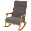 Fauteuil à bascule HWC-K10, relax, bois MVG tissu/textile Bouclé (450g/m²) ~ gris foncé, piètement naturel