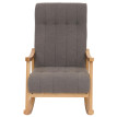 Fauteuil à bascule HWC-K10, relax, bois MVG tissu/textile Bouclé (450g/m²) ~ gris foncé, piètement naturel