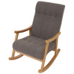 Fauteuil à bascule HWC-K10, relax, bois MVG tissu/textile Bouclé (450g/m²) ~ gris foncé, piètement naturel