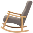 Fauteuil à bascule HWC-K10, relax, bois MVG tissu/textile Bouclé (450g/m²) ~ gris foncé, piètement naturel
