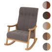 Fauteuil à bascule HWC-K10, relax, bois MVG tissu/textile Bouclé (450g/m²) ~ gris foncé, piètement naturel