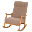 Fauteuil à bascule HWC-K10, fauteuil relax, bois MVG tissu/textile bouclé (450g/m²) ~ taupe, piètement naturel