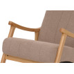 Fauteuil à bascule HWC-K10, fauteuil relax, bois MVG tissu/textile bouclé (450g/m²) ~ taupe, piètement naturel