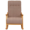 Fauteuil à bascule HWC-K10, fauteuil relax, bois MVG tissu/textile bouclé (450g/m²) ~ taupe, piètement naturel