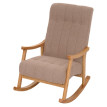 Fauteuil à bascule HWC-K10, fauteuil relax, bois MVG tissu/textile bouclé (450g/m²) ~ taupe, piètement naturel