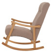 Fauteuil à bascule HWC-K10, fauteuil relax, bois MVG tissu/textile bouclé (450g/m²) ~ taupe, piètement naturel