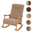 Fauteuil à bascule HWC-K10, fauteuil relax, bois MVG tissu/textile bouclé (450g/m²) ~ taupe, piètement naturel