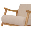 Fauteuil à bascule HWC-K10, fauteuil relax, bois MVG tissu/textile bouclé (450g/m²) ~ beige, piètement naturel