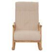 Fauteuil à bascule HWC-K10, fauteuil relax, bois MVG tissu/textile bouclé (450g/m²) ~ beige, piètement naturel