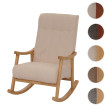 Fauteuil à bascule HWC-K10, fauteuil relax, bois MVG tissu/textile bouclé (450g/m²) ~ beige, piètement naturel