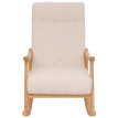 Fauteuil à bascule HWC-K10, fauteuil relax, bois MVG tissu/textile bouclé (450g/m²) ~ crème, piètement naturel