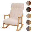 Fauteuil à bascule HWC-K10, fauteuil relax, bois MVG tissu/textile bouclé (450g/m²) ~ crème, piètement naturel