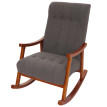 Fauteuil à bascule HWC-K10, fauteuil de relaxation, bois MVG tissu/textile bouclé (450g/m²) ~ gris foncé, structure aspe