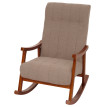 Fauteuil à bascule HWC-K10, fauteuil de relaxation, bois MVG tissu/textile bouclé (450g/m²) ~ taupe, structure aspect no