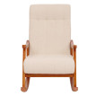 Fauteuil à bascule HWC-K10, fauteuil de relaxation, bois MVG tissu/textile bouclé (450g/m²) ~ crème, structure aspect no
