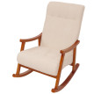 Fauteuil à bascule HWC-K10, fauteuil de relaxation, bois MVG tissu/textile bouclé (450g/m²) ~ crème, structure aspect no