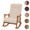 Fauteuil à bascule HWC-K10, fauteuil de relaxation, bois MVG tissu/textile bouclé (450g/m²) ~ crème, structure aspect no