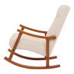 Fauteuil à bascule HWC-K10, fauteuil de relaxation, bois MVG tissu/textile bouclé (450g/m²) ~ crème, structure aspect no