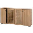 Sideboard HWC-N87, commode armoire buffet, design 3D tressé 4 portes 9 compartiments de rangement 83x159x37cm ~ marron