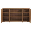 Sideboard HWC-N87, commode armoire buffet, design 3D tressé 4 portes 9 compartiments de rangement 83x159x37cm ~ marron