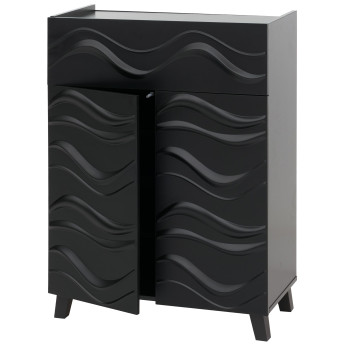 Commode HWC-N86, Armoire Sideboard Buffet, 3D-Wellen-Design Push-to-open Türen 107x76x36cm ~ noir