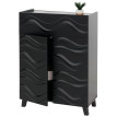 Commode HWC-N86, Armoire Sideboard Buffet, 3D-Wellen-Design Push-to-open Türen 107x76x36cm ~ noir