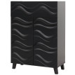Commode HWC-N86, Armoire Sideboard Buffet, 3D-Wellen-Design Push-to-open Türen 107x76x36cm ~ noir