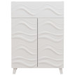 Commode HWC-N86, Armoire Sideboard Buffet, Design 3D vagues Push-to-open portes 107x76x36cm ~ blanc