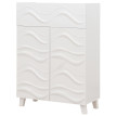 Commode HWC-N86, Armoire Sideboard Buffet, Design 3D vagues Push-to-open portes 107x76x36cm ~ blanc