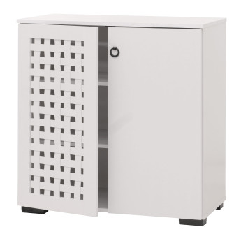 Commode HWC-N87, Buffet Armoire Buffet, design 3D tressé 2 portes 3 compartiments de rangement Soft-Close, 82x80x37cm ~