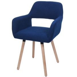 Chaise de salle à manger HWC-A50 II, chaise de cuisine chaise rembourrée, bois tissu/textile Velours (400g/m²) MVG ~ ble