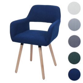 Chaise de salle à manger HWC-A50 II, chaise de cuisine chaise rembourrée, bois tissu/textile Velours (400g/m²) MVG ~ ble