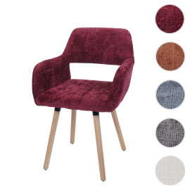 Chaise de salle à manger HWC-A50 II, chaise de cuisine chaise rembourrée, bois tissu/textile chenille (465g/m²) MVG ~ bo