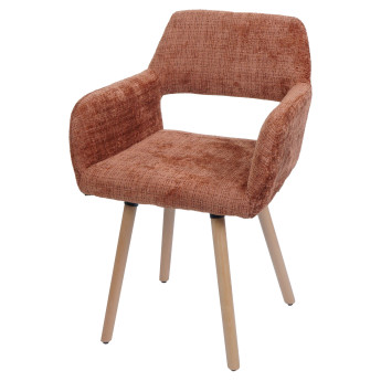 Chaise de salle à manger HWC-A50 II, chaise de cuisine chaise rembourrée, bois tissu/textile chenille (465g/m²) MVG ~ te
