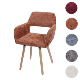 Chaise de salle à manger HWC-A50 II, chaise de cuisine chaise rembourrée, bois tissu/textile chenille (465g/m²) MVG ~ te