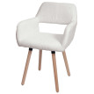 Chaise de salle à manger HWC-A50 II, chaise de cuisine chaise rembourrée, bois tissu/textile bouclé (450g/m²) MVG ~ crèm