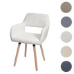 Chaise de salle à manger HWC-A50 II, chaise de cuisine chaise rembourrée, bois tissu/textile bouclé (450g/m²) MVG ~ crèm