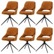 Lot de 6 chaises de salle à manger HWC-N73, chaise de cuisine, pivotante Auto-Return, tissu/textile chenille (490g/m²) O