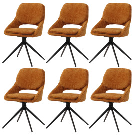 Lot de 6 chaises de salle à manger HWC-N73, chaise de cuisine, pivotante Auto-Return, tissu/textile chenille (490g/m²) O
