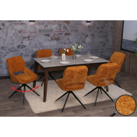 Lot de 6 chaises de salle à manger HWC-N73, chaise de cuisine, pivotante Auto-Return, tissu/textile chenille (490g/m²) O