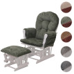 Fauteuil relax HWC-C76, rocking chair fauteuil à bascule avec pouf tissu/textile chenille (465g/m²) ~ vert, piètement bl
