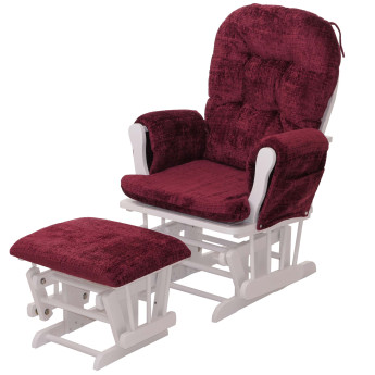 Fauteuil relax HWC-C76, fauteuil à bascule Fauteuil à bascule avec pouf Tissu/Textile chenille (465g/m²) ~ bordeaux, piè